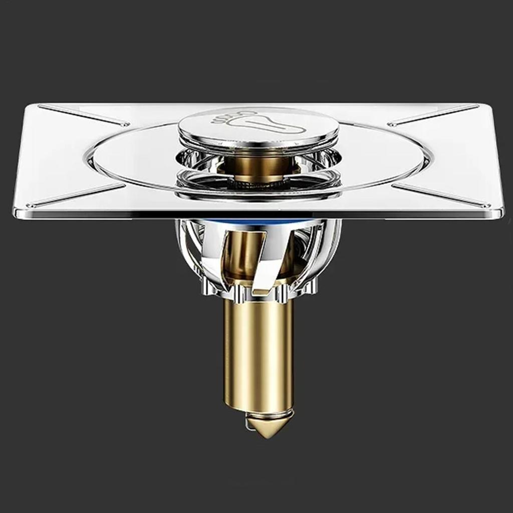 10*10cm Brass Chrome Pop-up Foot Floor Drain Anti-odor Bath Drains Push Down Deodorization Square Matte Shower Room Plug Cover