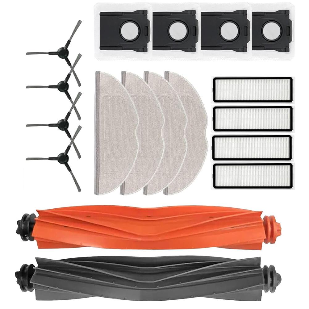 For Mova S20 Ultra / RLM71CE Robotic Vacuum Cleaner Roller Brush Side Brush Dust Bag Filter Mop Accessory Set