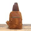 Retro Men'S Leather Breast Bag, Crazy Horse Leather Casual Messenger Backpack, Cowhide Large-Capacity Shoulder Mobile Phone Bag.