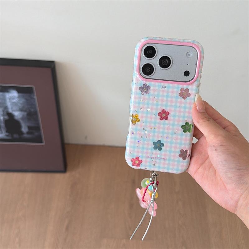 Colorful Floral Plaid Phone Case for iPhone 17/16 Pro Max/15/14