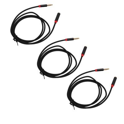 3 Piezas Cable de Audio 4 Polos 3.5mm Macho Cable Trenzado de Nylon para Micrófono Teléfono Tarjeta de Sonido