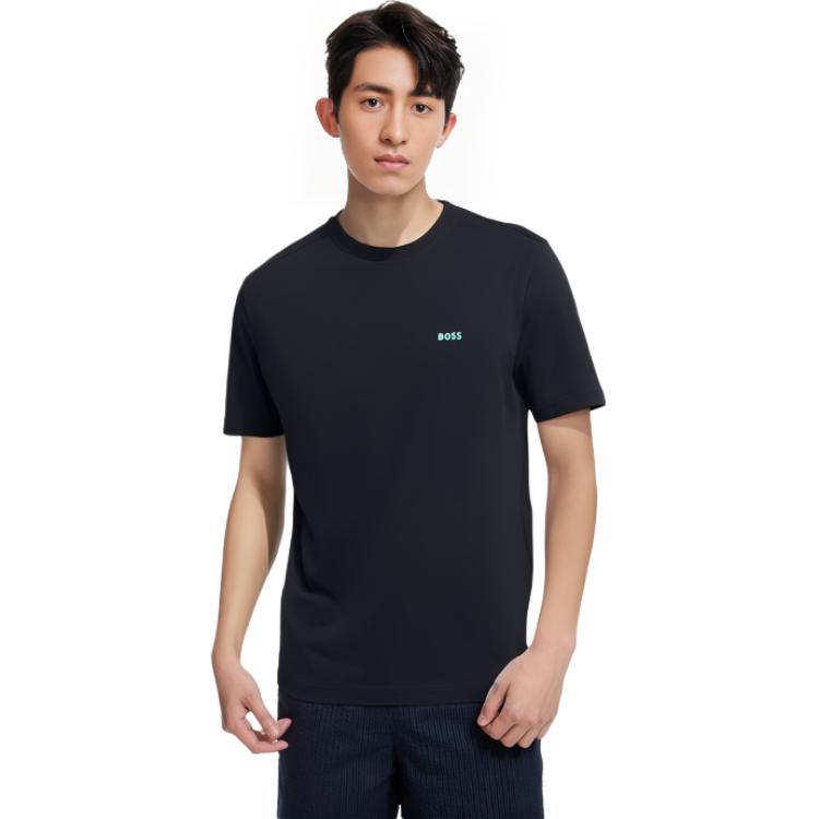 HUGO BOSS T-Shirts Men's Pitch Black Crew Neck Moderate Straight Fit 50475828-404