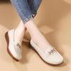 2023 Spring/Autumn Women's Casual Leather Slip-On Shoes with Metal Buckle - Soft Sole, Large Size, Comfort for Moms