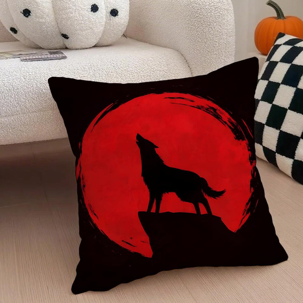 Dark Minimalism A Gray Wolf Cushion Cover Throw Pillow Cover Hidden Button Durable Polyester Chair Cushion