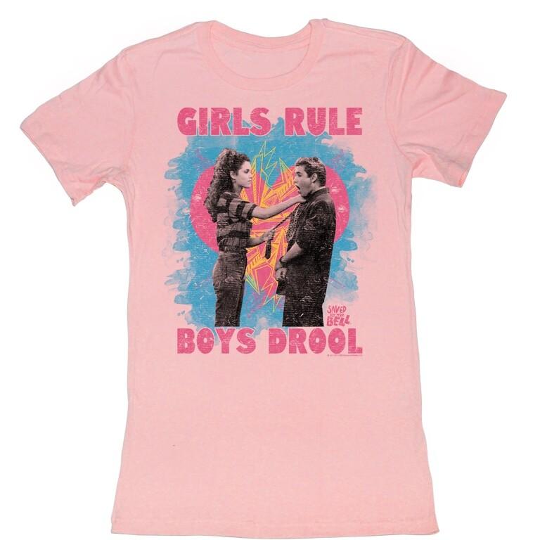 

Saved by the Bell Girls Rule Pink Junior Women s T-Shirt Mens Womens Tees Top S
