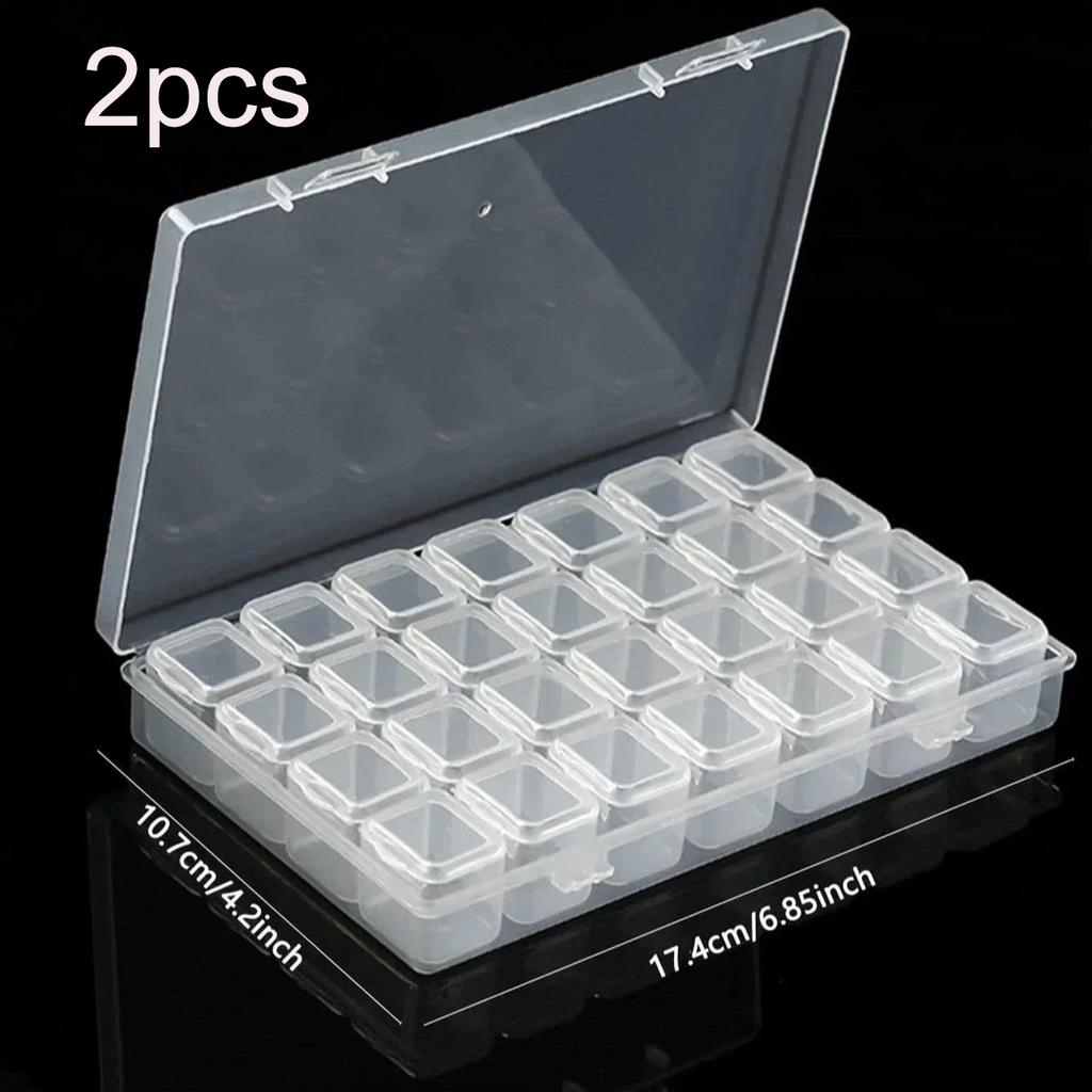 28 Grids Diamond Painting Tools Storage Box with Funnel Sticker Pen Diamond Painting Embroidery Accessories Container