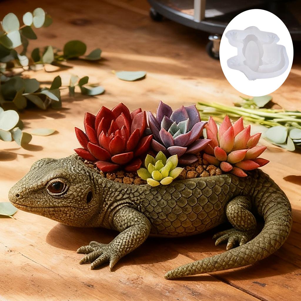 Lizard-Shaped Cement-Scented Aromatherapy Plaster Cup Mold DIY Resin Casting Storage Cup Flower Pot Ornament Silicone Mold