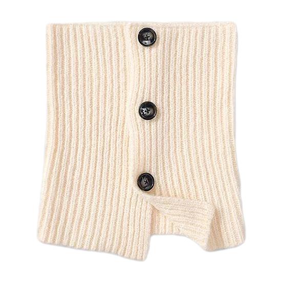 Fake Collar Soft Knitted Turtleneck Pullover Shawl Solid Color Buttons Closure Women Warm High Collar Neck Warmer