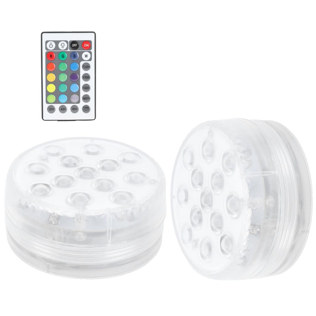 2PCS LED Pool Lamp 16 Color RGB Submersible Light with Magnet Suction Cup for Fish Tank Fountain