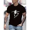 Skateboarder Print Men's Short Sleeve T-shirts, Comfy Casual Breathable Tops For Men's Fitness Training, Jogging, Outdoor Activities
