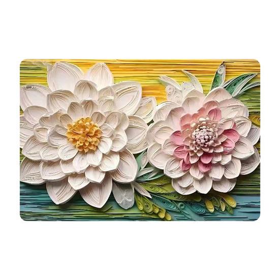 Floor Mat 3D Visual Effect Flower Pattern Non-Slip Backing Rug Living Room Bedroom Hallway Entryway Playroom Decor