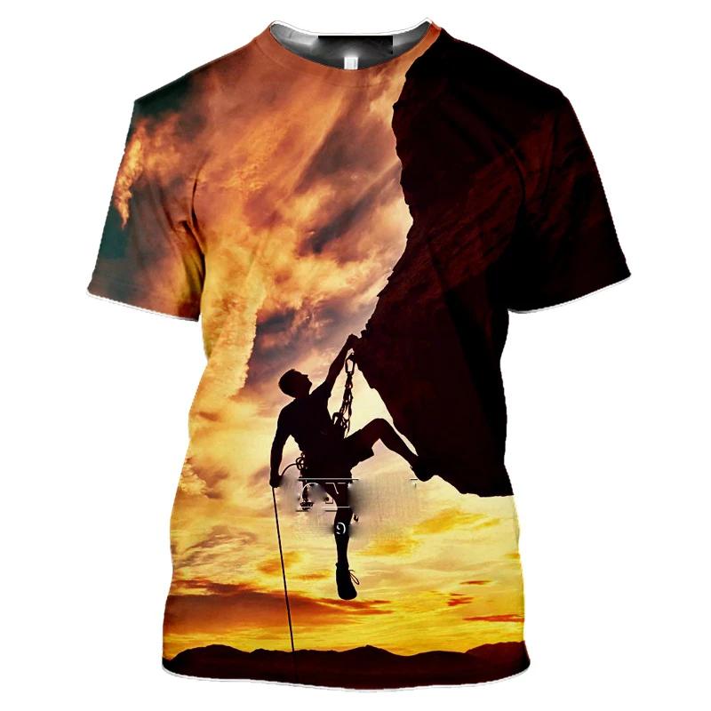 Mountain Climbing Hiking 3d Print Men's T-shirt  Men Summer Tees Casual Fitness