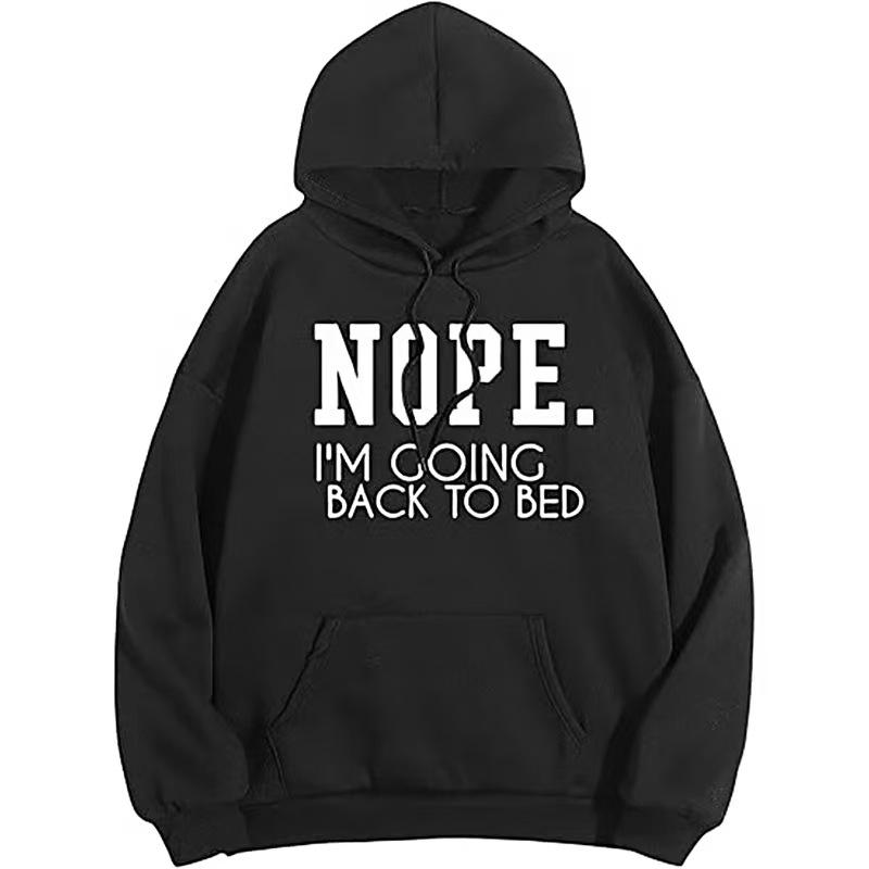 Unisex Slogan Print Long Sleeve Hooded Sweatshirt