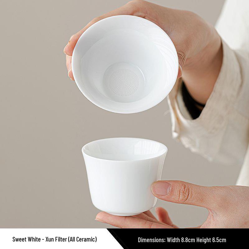 Premium White Porcelain Tea Infuser Set with Ceramic Strainer for Tea Brewing