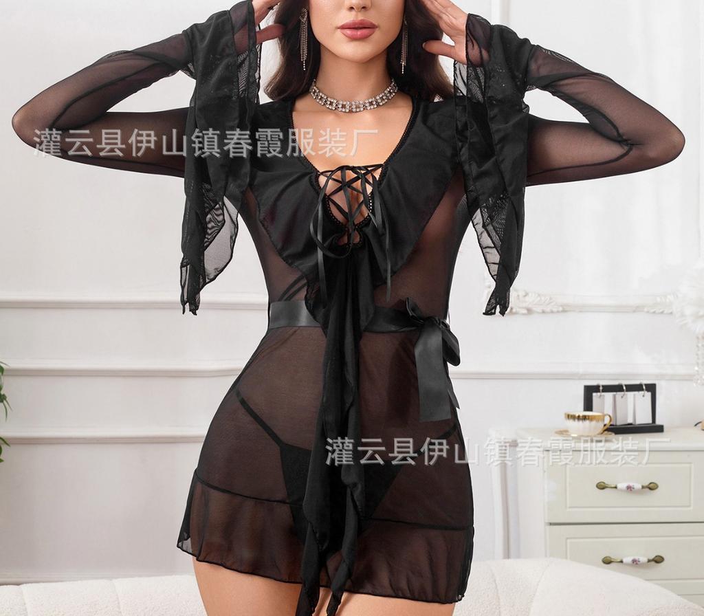 Nowe seksowne piżamy z siateczki mogą być noszone na zewnątrz jako koszule nocne dla kobiet