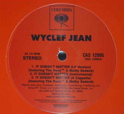 12inch Record WYCLEF JEAN - It Doesn't Matter CAS12895 Columbia 2000 US Rap & Hip-Hop/R&B Used