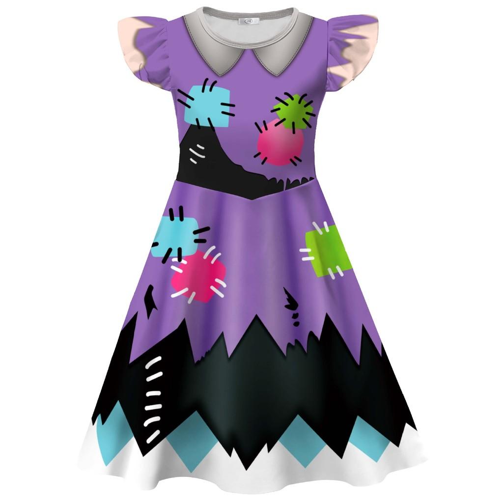 26276 Kids Girls Lily Lovebraids Graffiti Print Ruffle Sleeves Dress 100cm фиолетовый