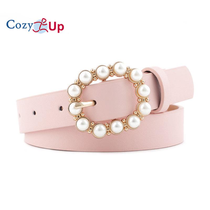 

Уютный кожаный ремень с жемчугом, женский универсальный модный пояс с японской пряжкой, поясной ремень 2.3*107cm розовый