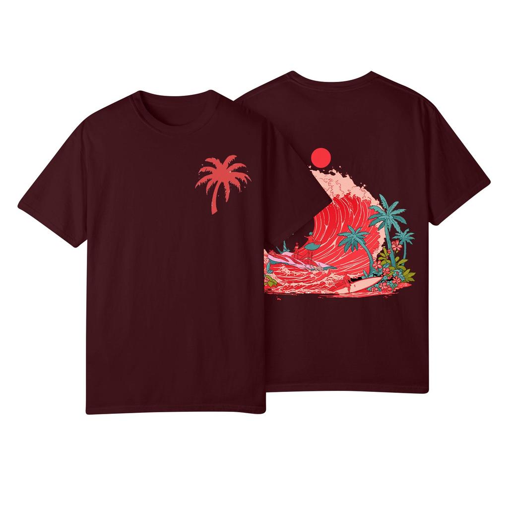 Women's Fashion Printed Casual Pleated Round Short Sleeve T-Shirt Top