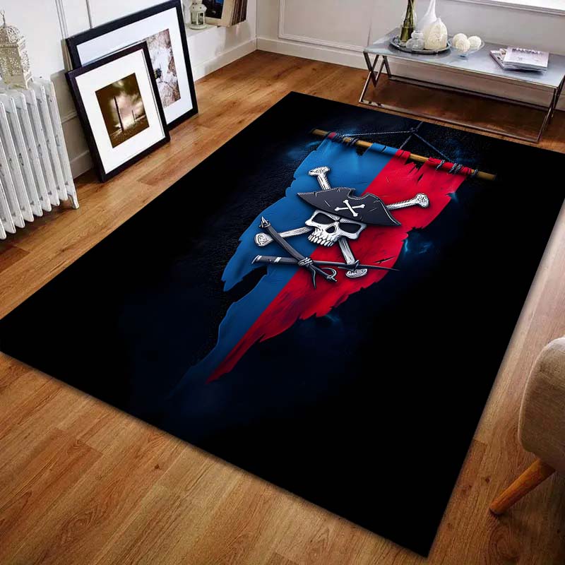 1PC Pirate Flag Print Carpet for Living Room Bedroom Bedside Sofa Floor Mat Modern Home Decor Aisle Corridor Area Rug