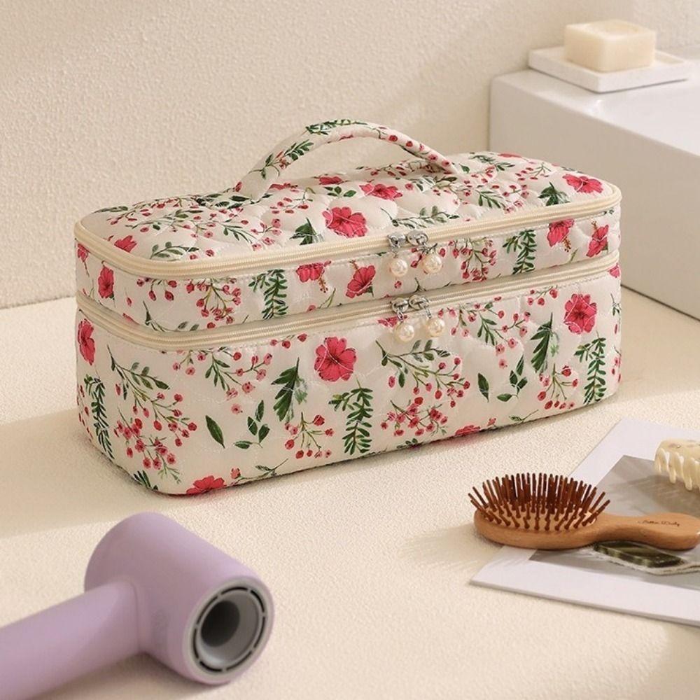 Handheld Double Layer Hair Dryer Bag Dust-proof Protective Curler Storage Bag Large Capacity with Zipper Hair Dryer Storage Bag