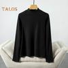 Women Bottoming Tops DE Velvet Self-Heating Thermal Top Half High Collar Long Sleeve Slim Fit Base Layer Shirt