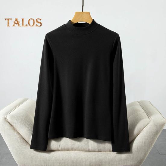Women Bottoming Tops DE Velvet Self-Heating Thermal Top Half High Collar Long Sleeve Slim Fit Base Layer Shirt