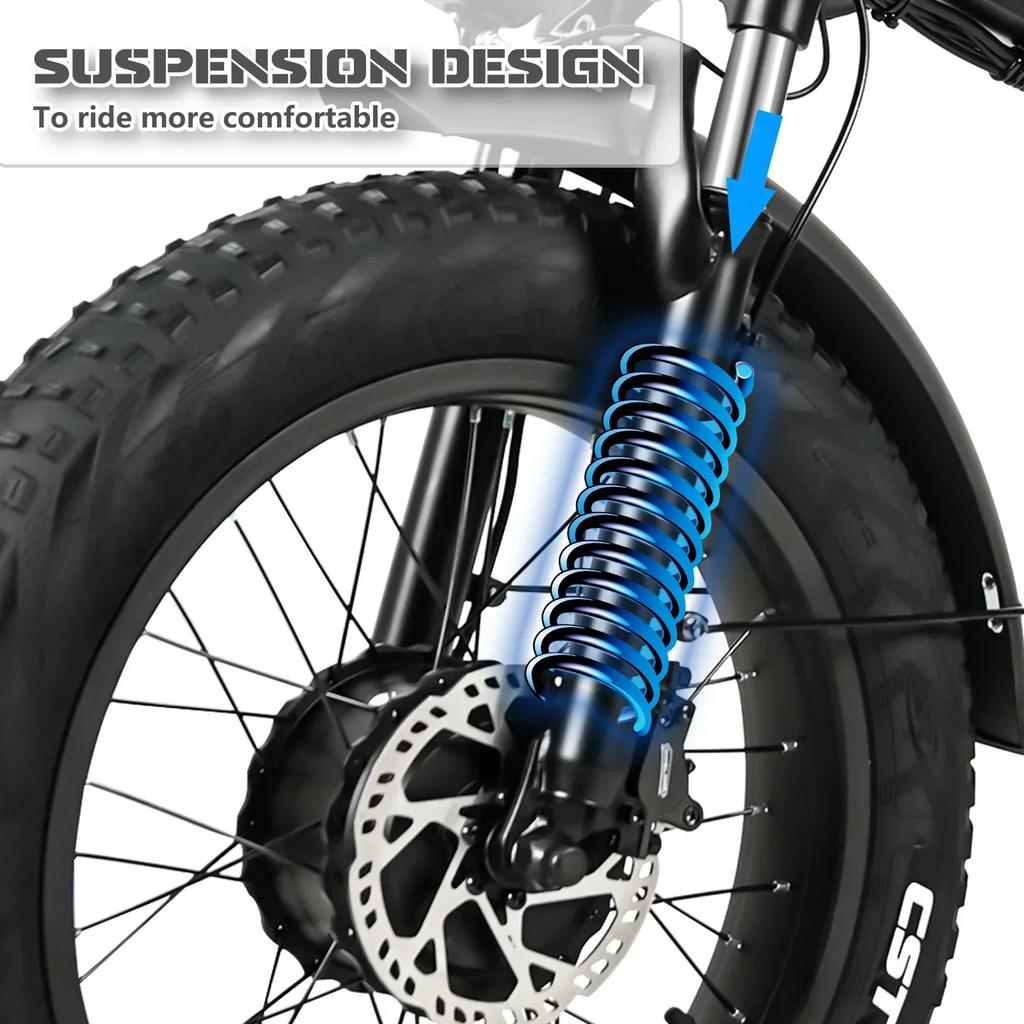 Cmacewheel RX20 MAX Electric Bike Foldable 2x750W 48V 18Ah CST 20*4.0 Inch Fat Tires Folding E-bike Hydraulic Brakes 7 Gears