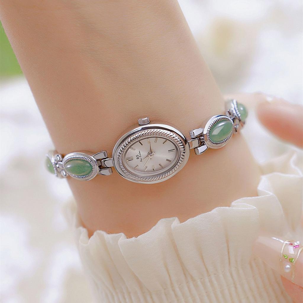 UTHAI Women's Watch Ladies Bracelet Luxury Brand Waterproof Retro Natural Dongling Stone an Jade Advanced Chain Watches Gift
