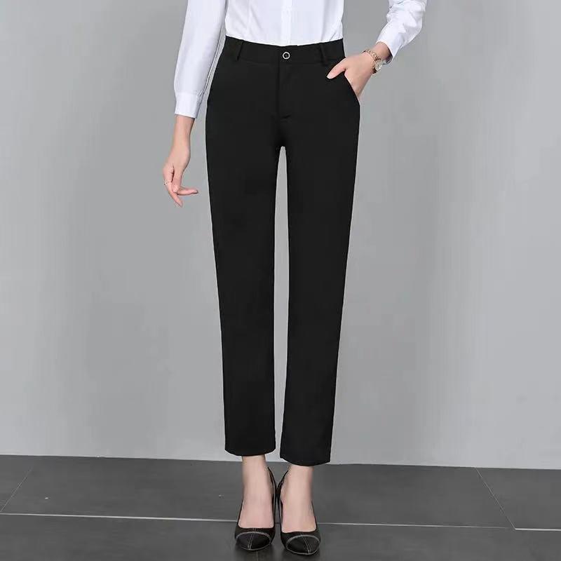 Damen High-Waist Stretch Hose Slim Fit Gerades Bein Cropped Hose Büro Freizeitkleidung
