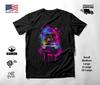 Skull and Car Neon Graphic T-Shirt Black Unisex S-2XL