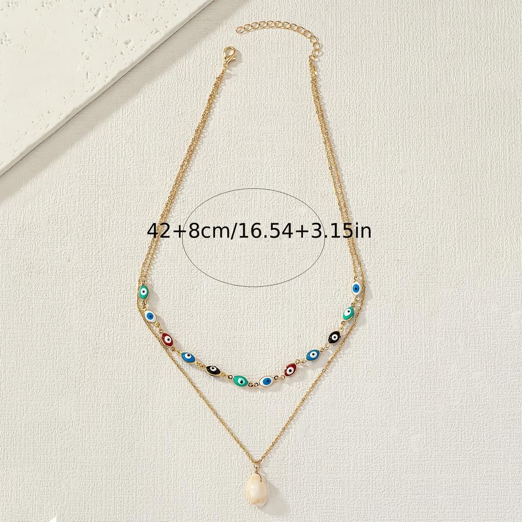 1 Double Hip Hop Style Devil's Eye Necklace Oil Drip Craft Necklace Eye Clavicle Chain