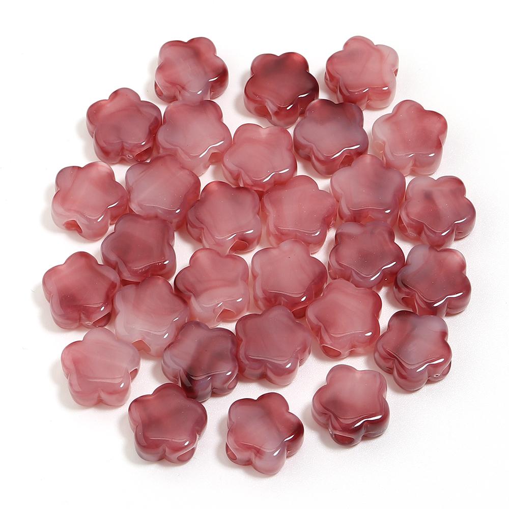 30pcs/lot Flower Shape Acrylic Beads Dual Color Big Hole Loose Spacer Beads For Jewelry Making DIY Fashion Bracelet Phone Chains