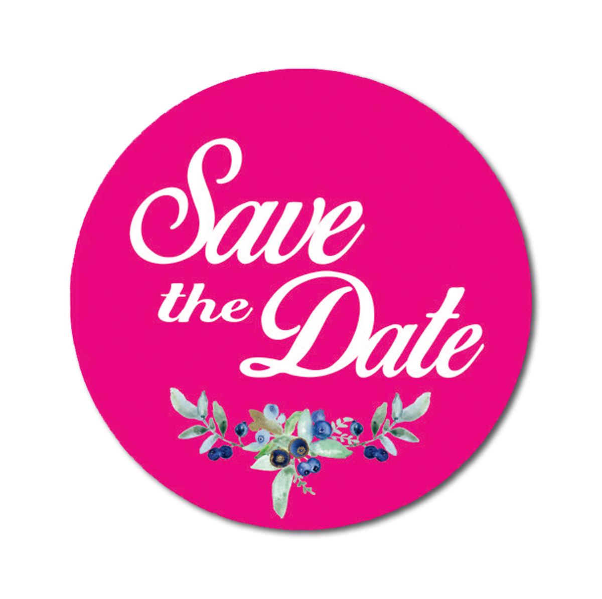 

Darling Souvenir 1.6 Inches Round Black Botanical Floral Save The Date Stickers Wedding Seal-45 1.6 Inches Diameter рожевий