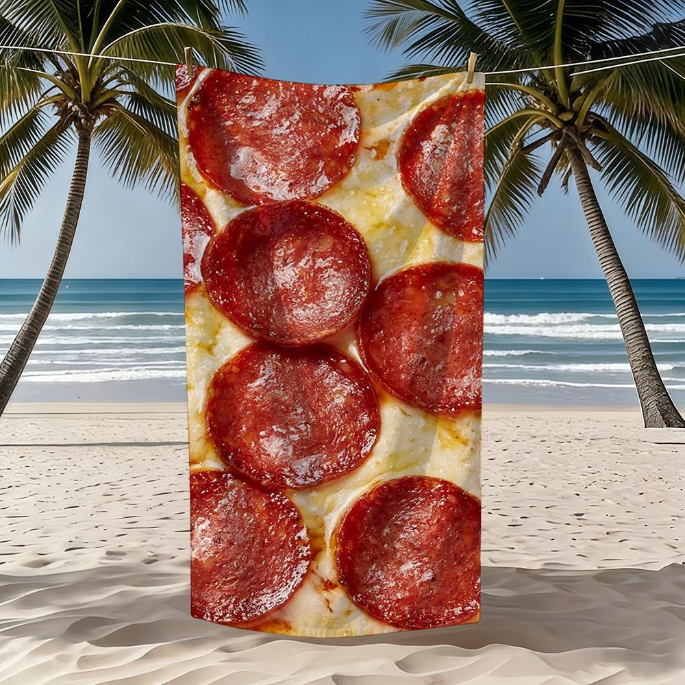 Pizza Towel Textile Bathrobe Beach Quick-Drying Lightweight Portable Camping Swim Delicious Pool Travel