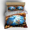 Autumn Themed Umbrella Set Soft Comfortable Duvet Cover Bedding Set Included 1*Duvet Cover & 2*Pillowcases, Gift