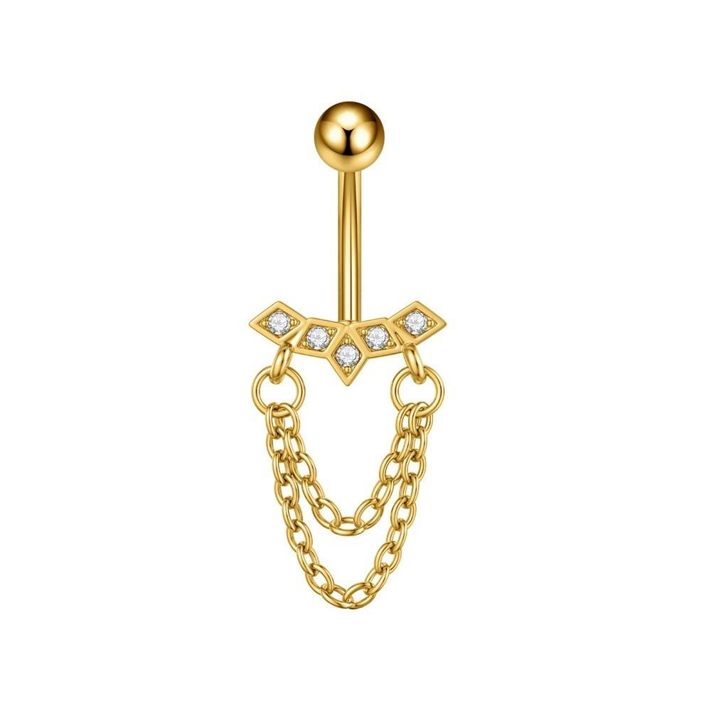 Elegant Belly Navel Stud Stainless Steel Navel Button Butterfly Chain Navel Ring Seaside