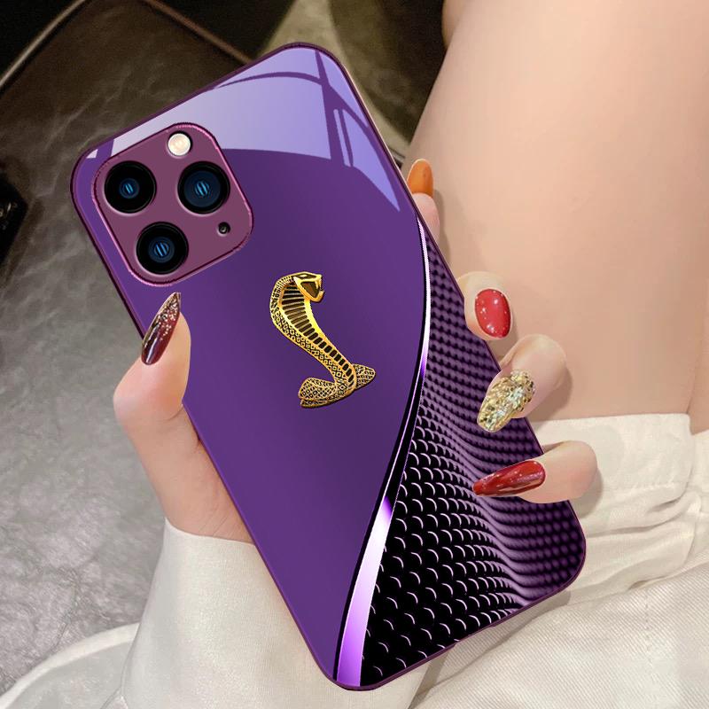Verlauf Goldene Schlange Für IPhone 16 Pro Max 15 Pro 14 13 12 Mini 11 XS Max XR 7 8 Plus SE 2022 Gehärtetes Glas Handyhülle