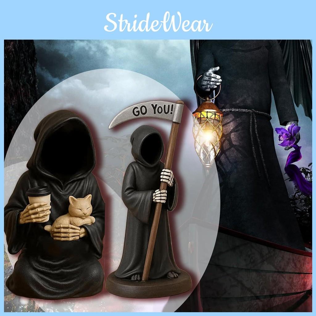 Halloween Cat Sickle Death God Figurine Resin Decoration For Festive Events