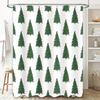 Christmas Tree Shower Curtain with Cute Illustration Decor White Waterproof Bathroom Linen for Home Decoration Supplies (Set of