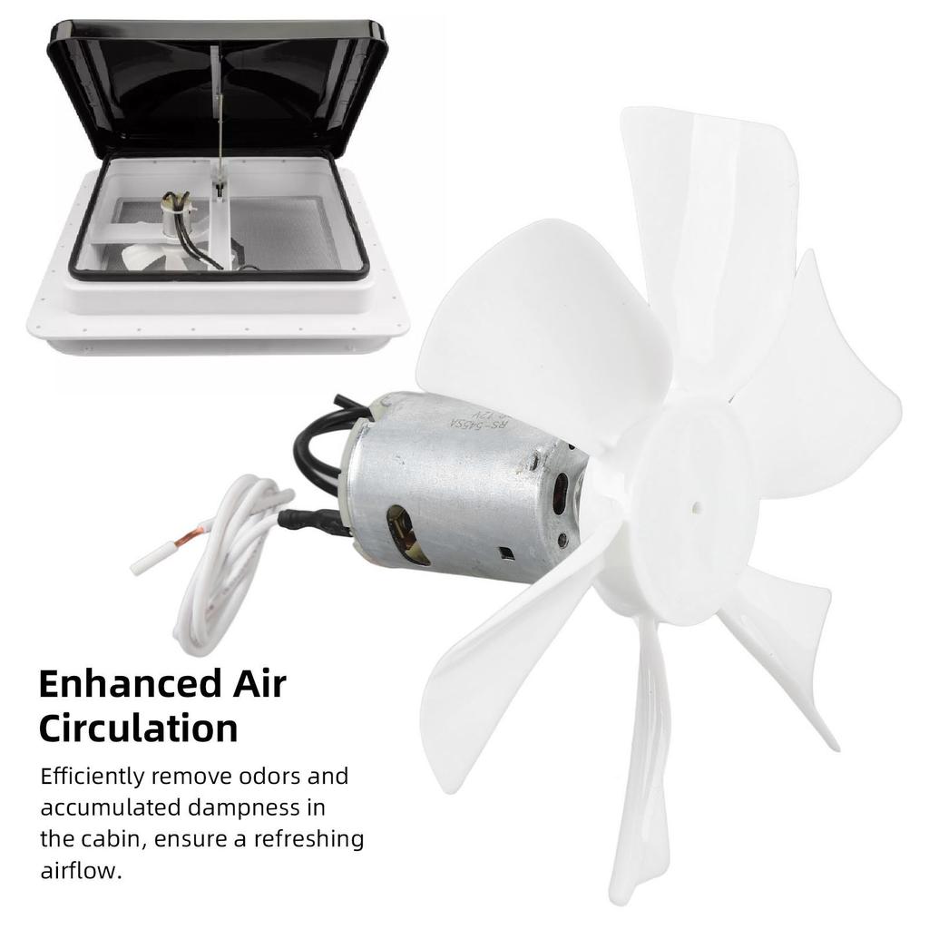 6in RV Vent Fan Blade with DC12V Motor Enhanced Air Circulating RV Ventilation Fan Blade for Trailer Campervan