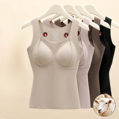 Double-sided Brushed Cashmere Silk Belt Chest Pad Integrated Plus Velvet Thermal Vest Women's Seamless Underwear for Inner Wear and Outer Wear