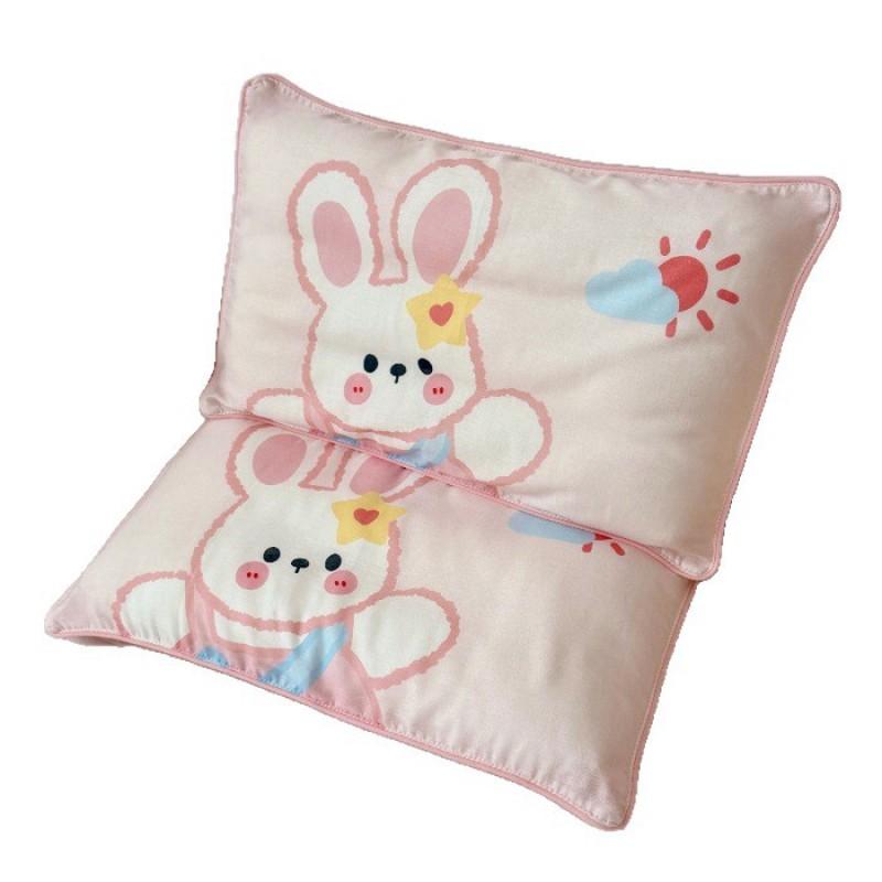 Soft Cotton Double Layer Gauze Kids Pillowcase With Fiber Filled Pillow Core Toddlers 30x50cm Cartoon Design