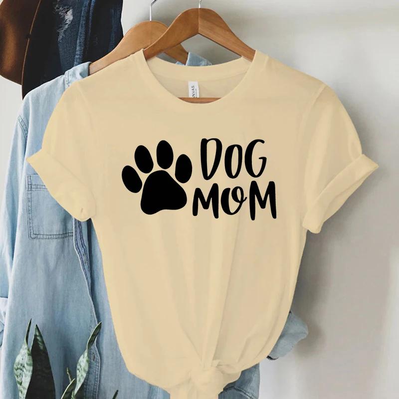Dam T-shirt Hundtassar Mamma Tryck T-shirt Dam Kortärmad O-Hals T-shirt Damer Ledig Skjorta Kläder Toppar Hundtassar Mamma Tee