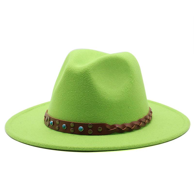 Felt Hat British Belt Vintage Versatile Top Hat Men'S And Women'S Jazz Hat Wool Hat