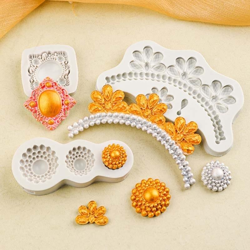 Food Grades Silicone Jewelry Shape Molds For Wedding Birthday Cakes Toppers Crafting Detachable Baking Accessories
