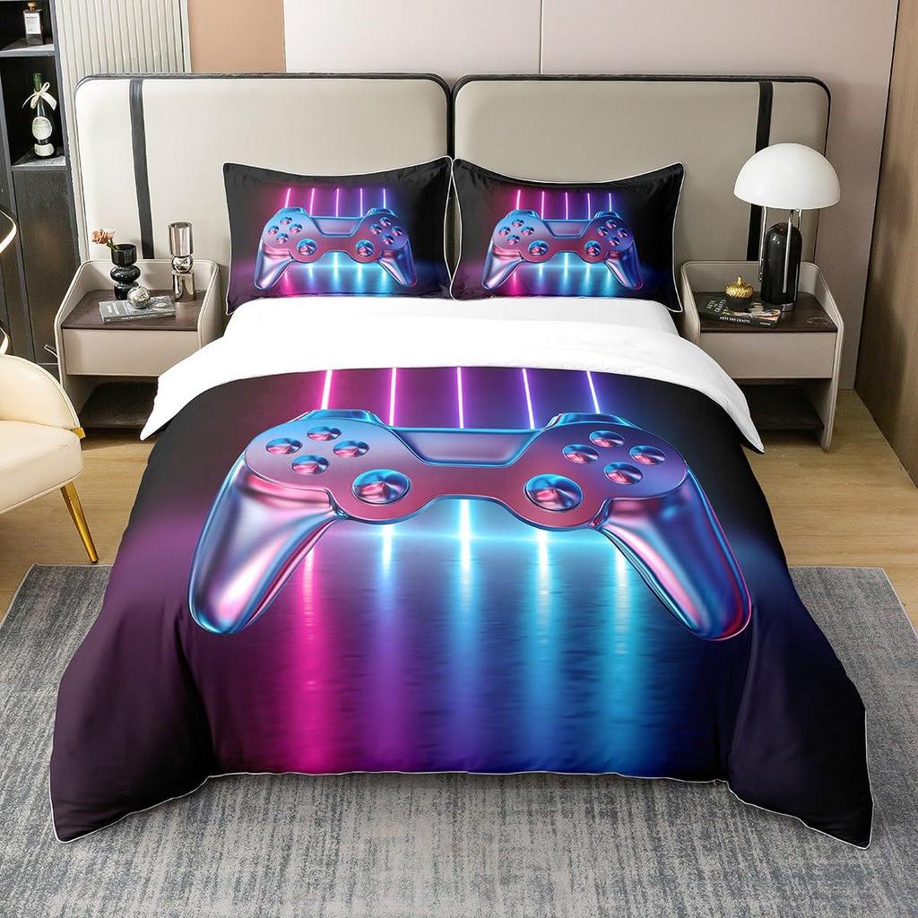 Red Gamepad 3D Digital Printing Three-Piece Bedding Quilt Cover