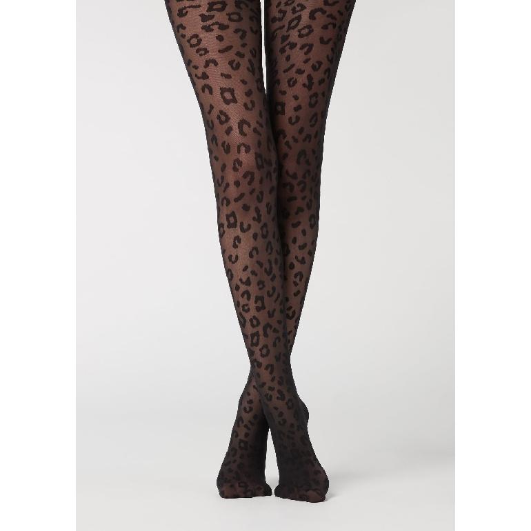 

Plus-size leopard print vintage jacquard pantyhose, slimming stockings for beautiful legs, thin black leggings for women Average Size чёрный