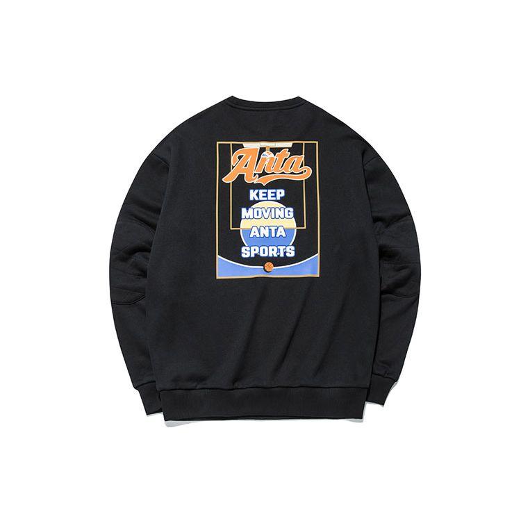 

Пуловер с буквенным принтом Anta, спортивный свитшот, мужские топы, черный 952138731-2