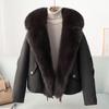 Fashion Women Winter Jacket Big Fur Collar Thick Warm Solid Color Parka Coat Casual High‑grade Outerwear for Ladies